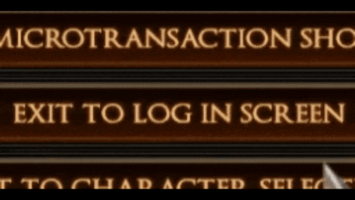 a sign that says exit to log in screen in gold