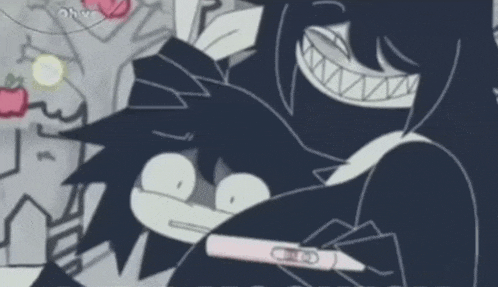 a cartoon character is holding a pregnancy test next to a pregnant woman .