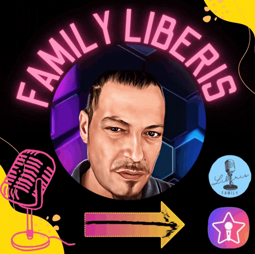 a picture of a man with the words family liberis surrounding him