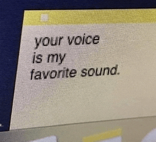 a computer screen with a message that says your voice is my favorite sound