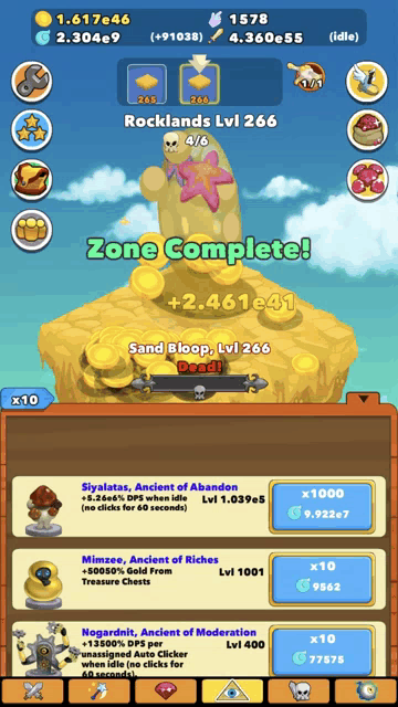 a screenshot of a game that says zone complete on the top