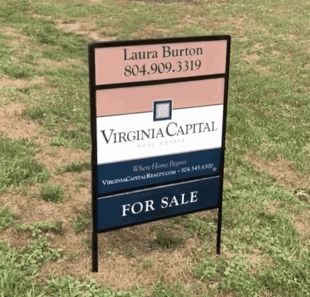 a virginia capital real estate for sale sign in the grass