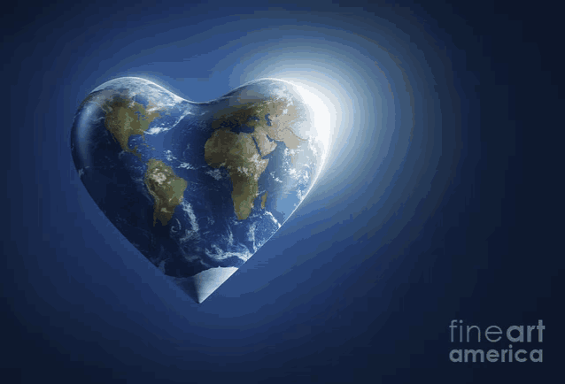 a picture of the earth in the shape of a heart by fine art america