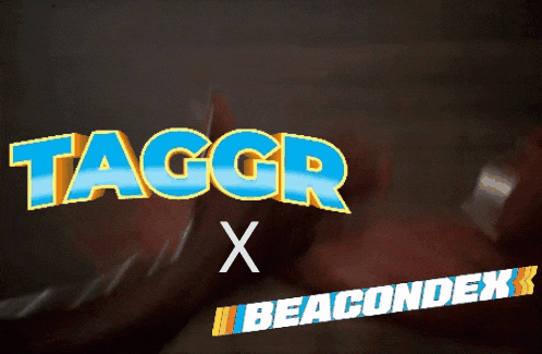 two men arm wrestling with the words taggr x beacondex