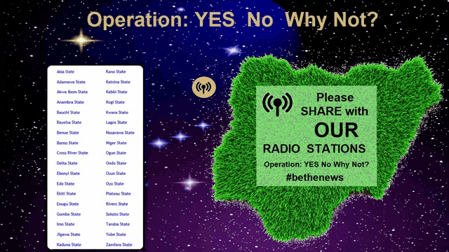 a poster asking people to share with the radio stations