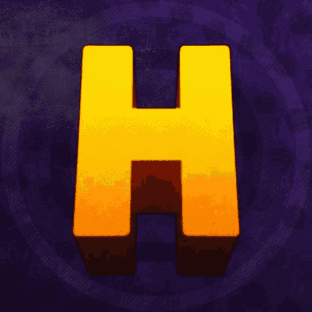 a purple background with a yellow letter h on it