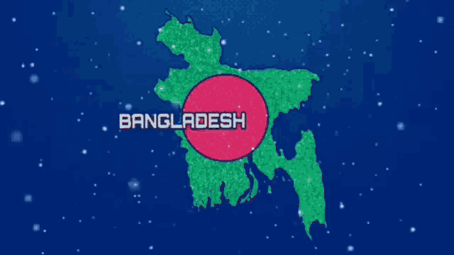 a map of bangladesh on a blue background with stars