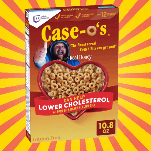 a box of case-o 's cereal has a picture of a man on the front