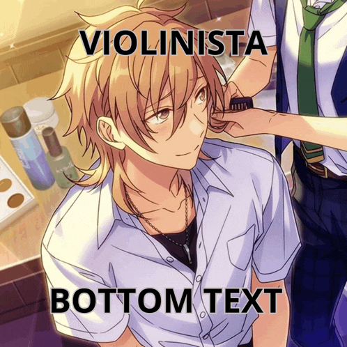 a picture of a violinista with bottom text