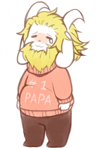 a drawing of a goat with a beard wearing a # 1 papa sweater