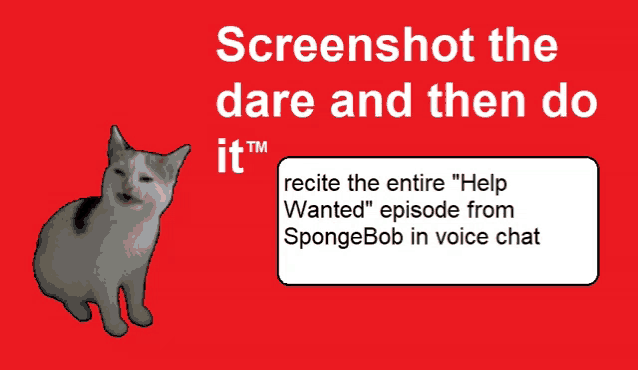 a screenshot the dare and then do it advertisement with a cat