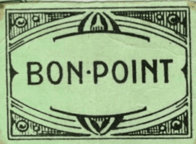 a green label that says bon point in black letters