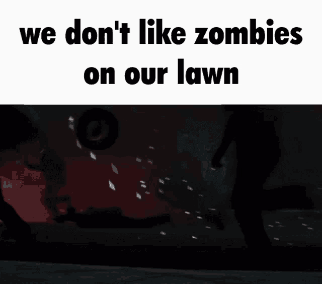 a poster that says we don 't like zombies on our lawn