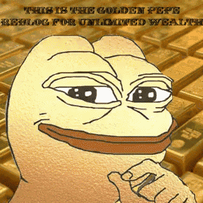 a picture of a frog that says this is the golden pepe