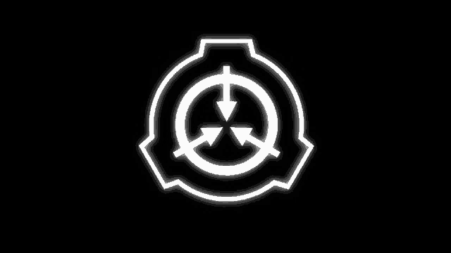 the scp foundation logo is glowing in the dark .