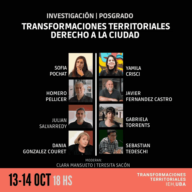 a poster for a conference called investigación posgrado transformaciones territoriales derecho a la ciudad