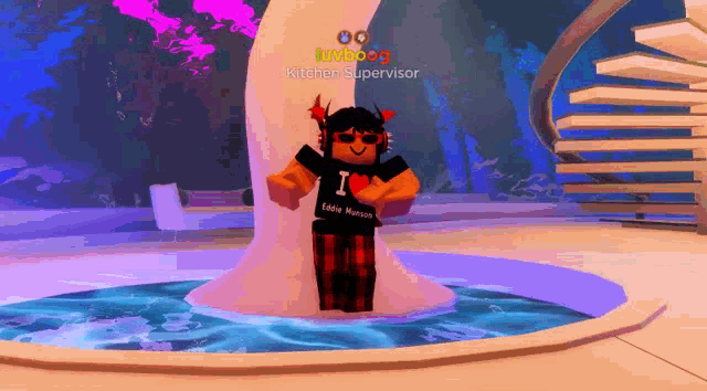 a roblox character is standing in a pool with the name jumbo on the bottom right