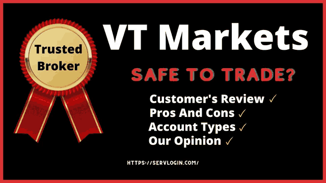 a poster for vt markets with a trusted broker badge