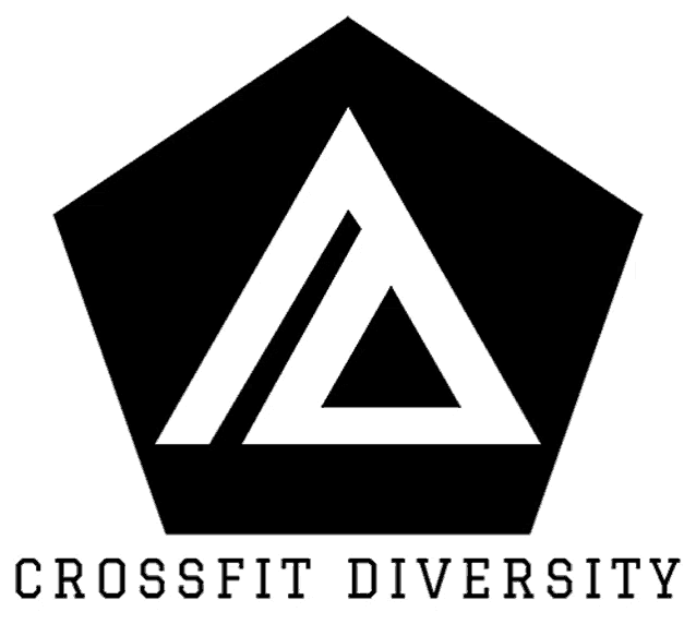 a black and white logo for crossfit diversity with a triangle