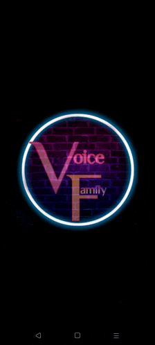 a neon sign with the words voice family on it