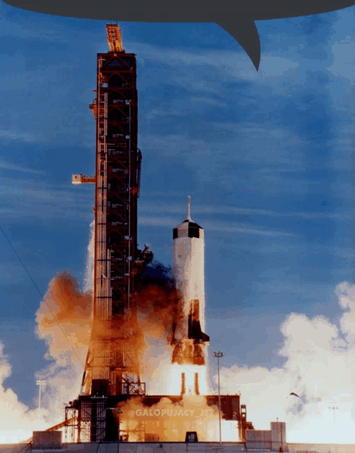 a picture of a rocket being launched with the words galopujacy written on it