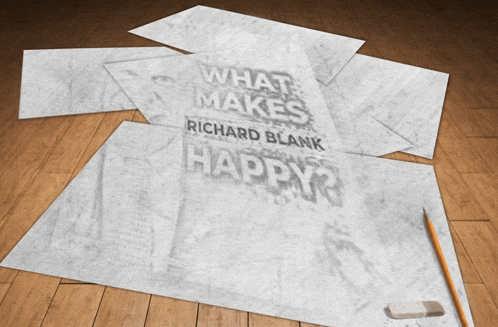 what makes richard blank happy written on a piece of paper