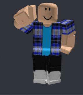 a roblox character wearing a plaid shirt and a blue shirt