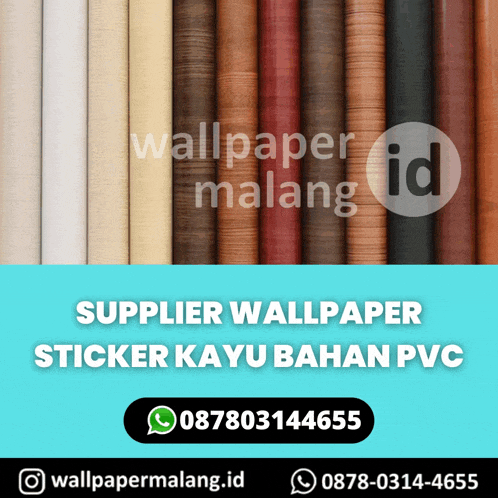 an advertisement for supplier wallpaper sticker kayu bahan pvc is displayed