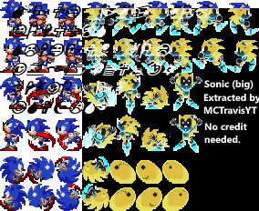 a bunch of sonic sprites with the words sonic ( big ) extracted by mctravisyt on the bottom