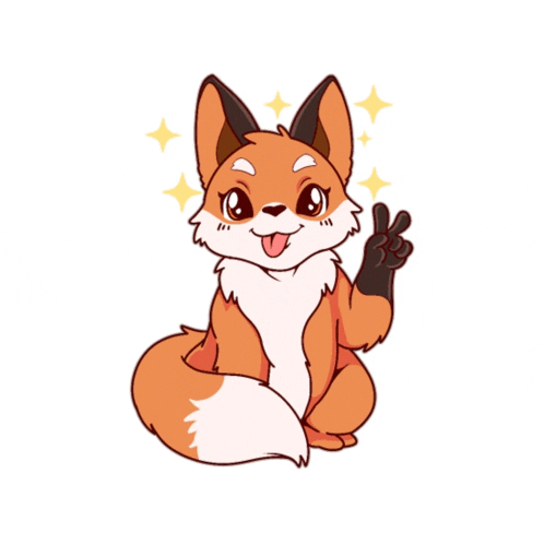 a cartoon fox is giving a peace sign and sticking out its tongue .