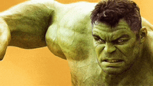 a close up of the hulk 's face and arms