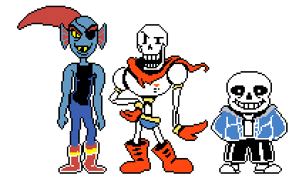 a pixel art of undertale characters papyrus and sans