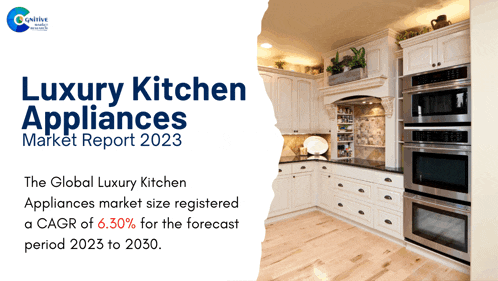 a luxury kitchen appliances market report for 2023 with a picture of a kitchen