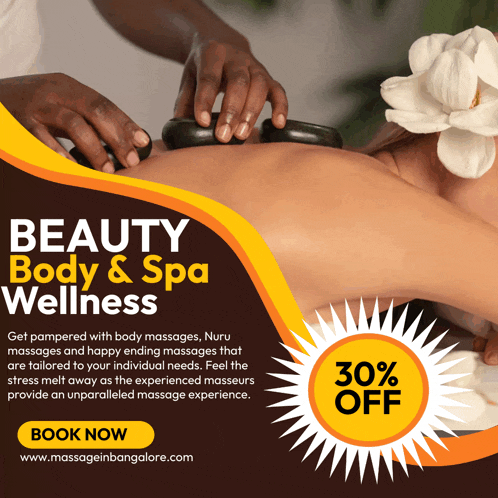 an advertisement for beauty body and spa wellness with a woman getting a massage