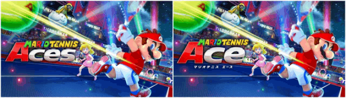 a video game called mario tennis aces is shown on a blue background