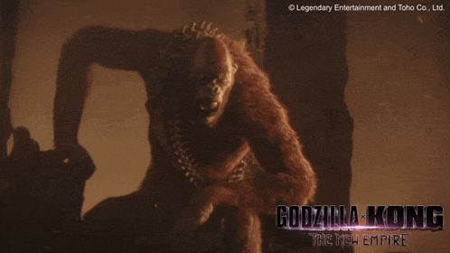 a poster for godzilla kong the new empire shows a gorilla