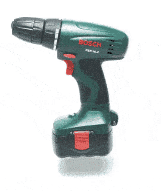 a bosch cordless drill with a red handle