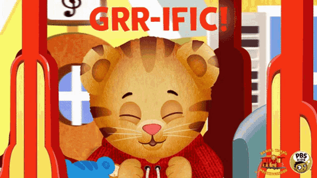 a cartoon of a tiger with the words grrr-ific on the bottom