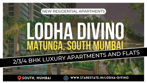 a poster for lodha divino south mumbai shows a swimming pool