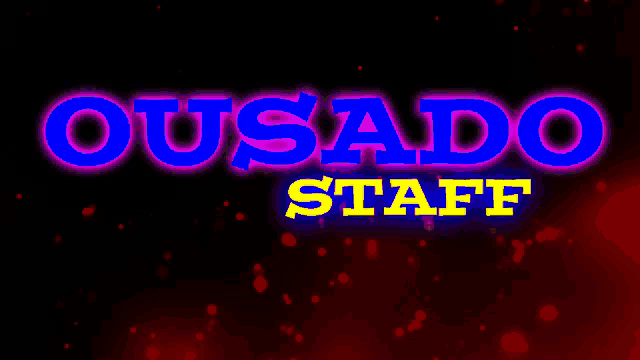 a neon sign that says ousado staff on a black background