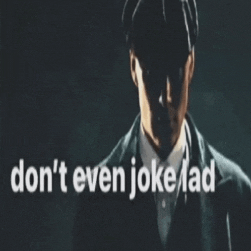 a man in a suit and hat says " don 't even joke ad "