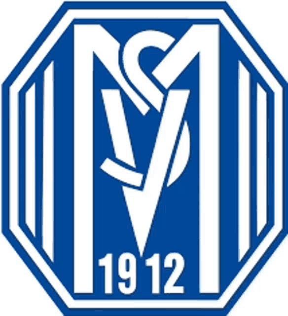 a blue octagon with a white letter m and the year 1912