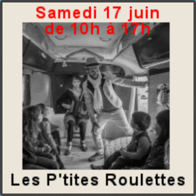 a poster for les p'tites roulettes shows a group of people