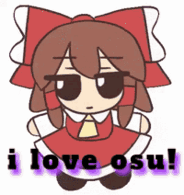 a cartoon character with the words i love osu