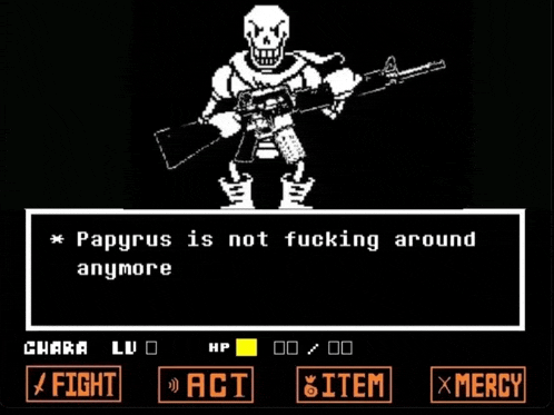 papyrus is not fucking around anymore in a video game screen