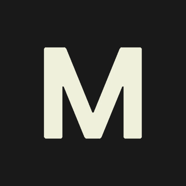 a black background with the letter m in white