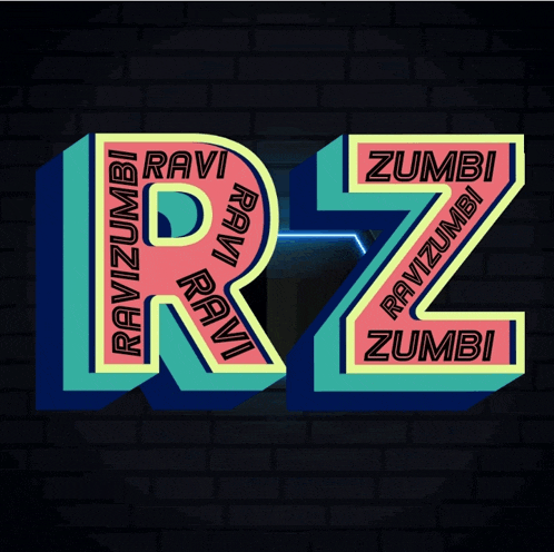 a neon sign with the letters rz ravi zumbi