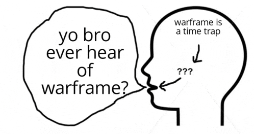 a drawing of a person talking about warframe .