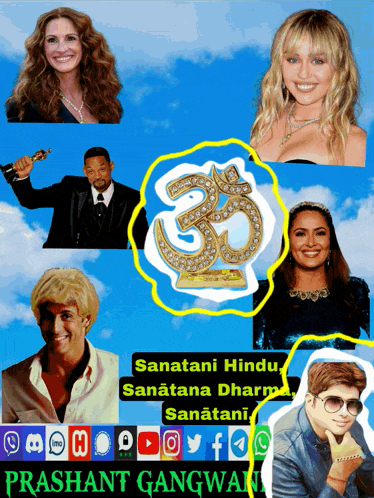 a collage of celebrities with the words sanatani hindu sanatana dharma sanatani on the bottom