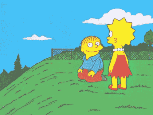 a cartoon of ralph and lisa from the simpsons talking